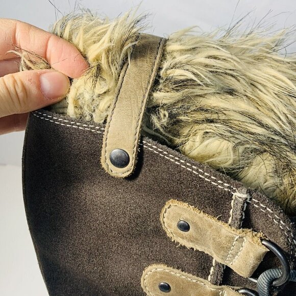 Sorel Boots Joan of Arctic Suede Faux Fur Snow Winter Women 7 Brown Mid Calf - Picture 15 of 16